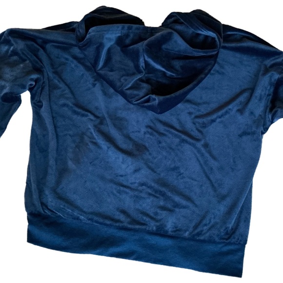 Y2K Tracksuit Velour Zip up jacket hoodie blue women’s XL velvet 2000'S - Picture 6 of 8